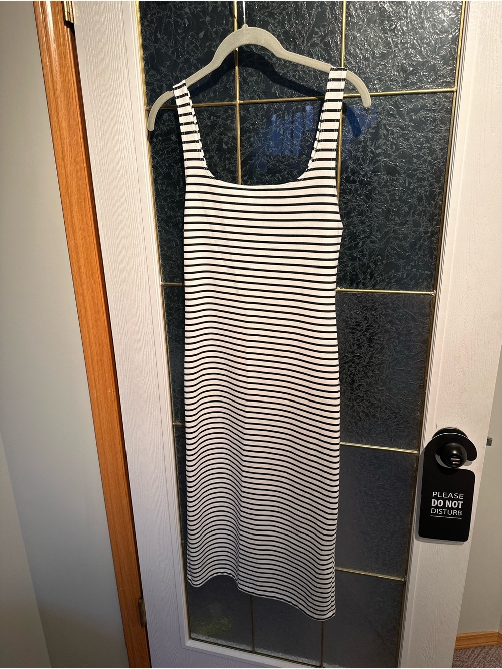 Zara black and white stripe midi dress